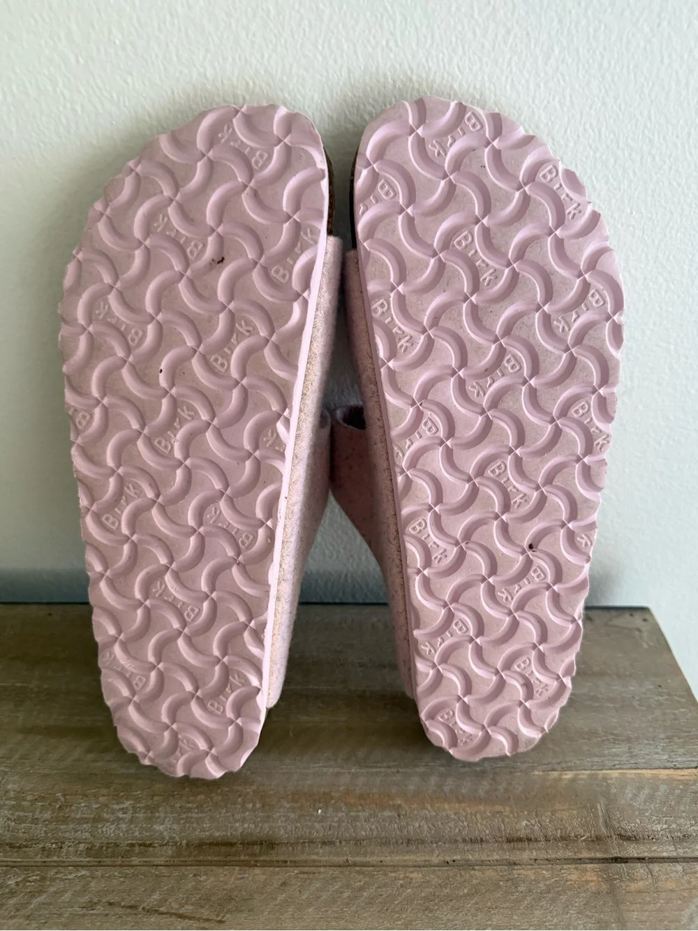 Birkenstock Pink Shearling Two-Strap Sandals